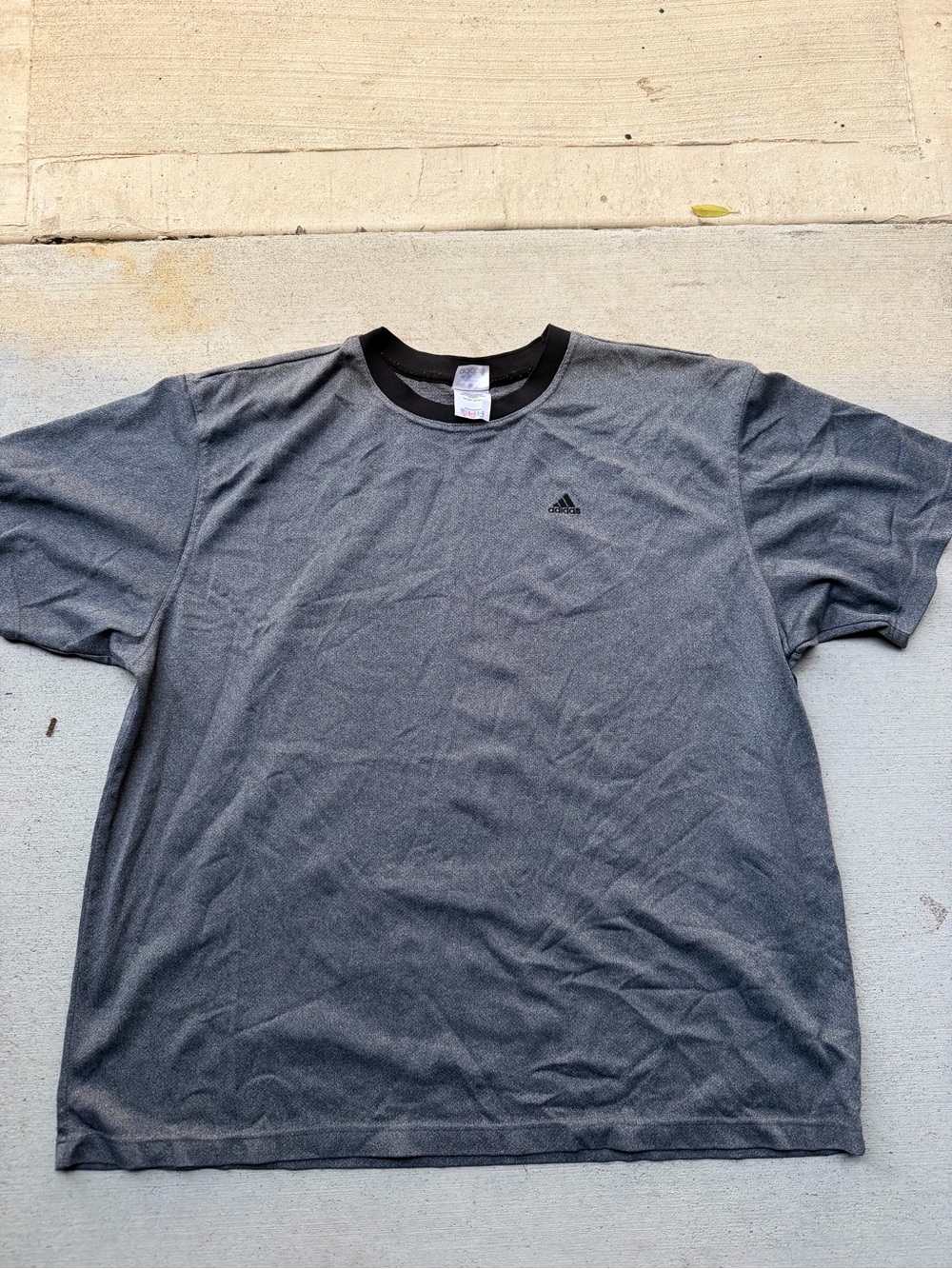 adidas Men's Gray Crew Neck Tee with Black Contrast Collar